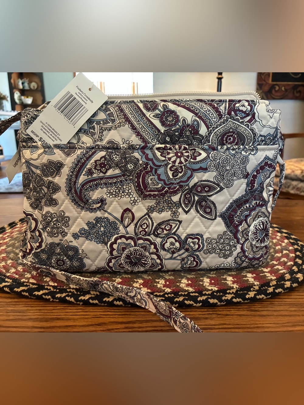 Vera Bradley Foxbury Crossbody Neutral Rhapsody maroon blue cream NWT actual